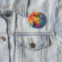 Rainbow Psychedelic Colorful Pet Poodle Button