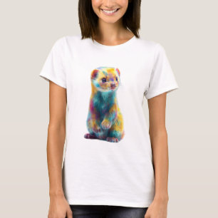 Rainbow Psychedelic Colourful Ferret Women T-Shirt