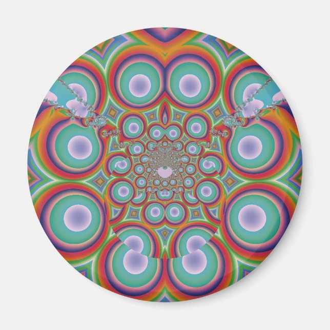 Rainbow Psychedelic Optical Abstract Art Magnet (Front)