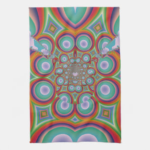 Rainbow Psychedelic Optical Abstract Art Tea Towel
