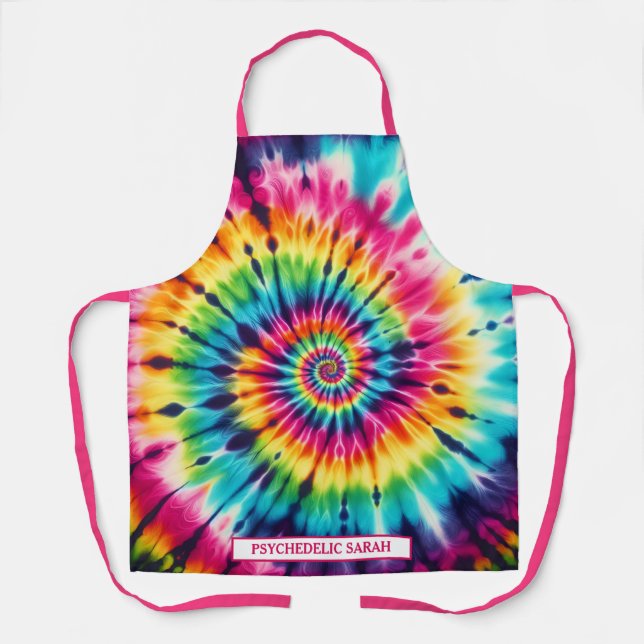 Rainbow Psychedelic Tie-Dye Apron (Front)