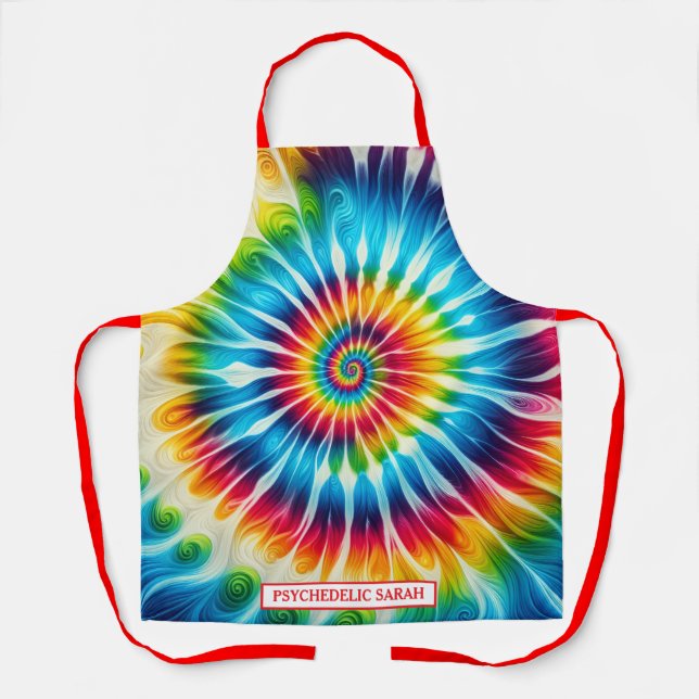 Rainbow Psychedelic Tie-Dye Apron (Front)
