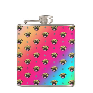 Rainbow Pug Hip Flask