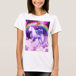 Rainbow pug in space riding a unicorn              T-Shirt