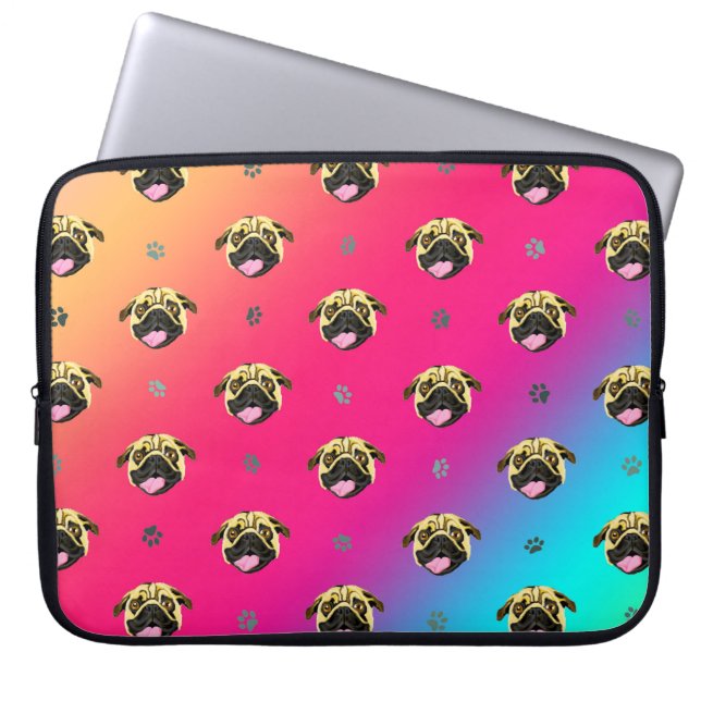 Rainbow Pug Print Electronics Bag (Front)