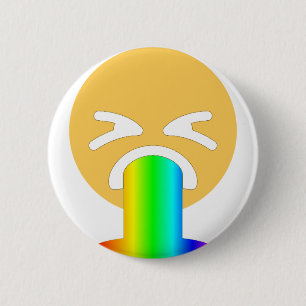 rainbow puke emoji 6 cm round badge