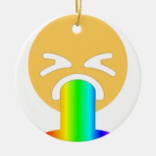 rainbow puke emoji ceramic tree decoration
