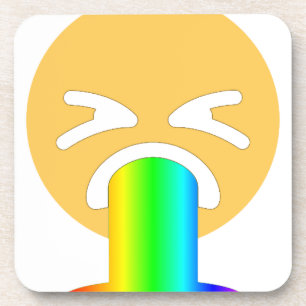 rainbow puke emoji coaster