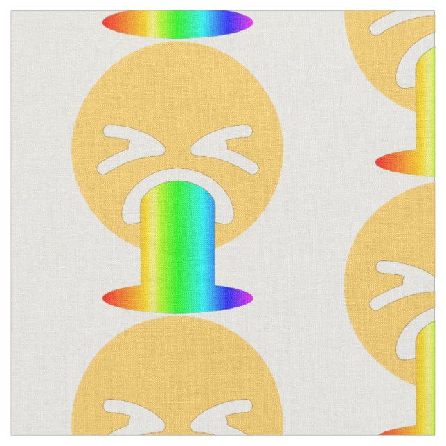 rainbow puke emoji fabric (Close Up)