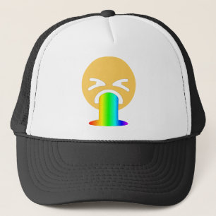 rainbow puke emoji trucker hat