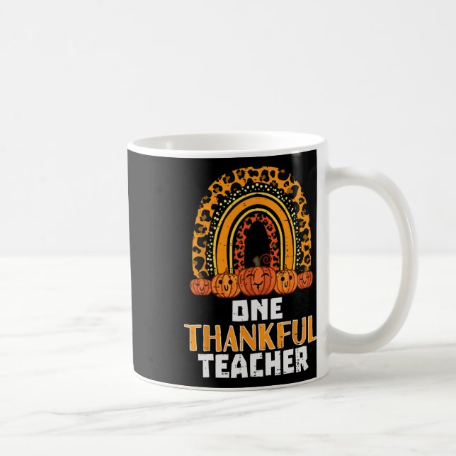 Rainbow Pumpkin One Thankful Teacher Fall Thanksgi Coffee Mug (Right)