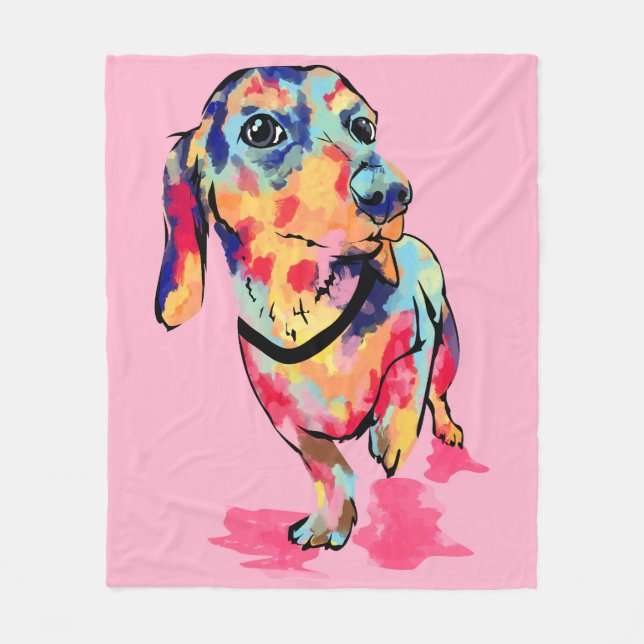 Rainbow Pup Fleece Blanket (Front)