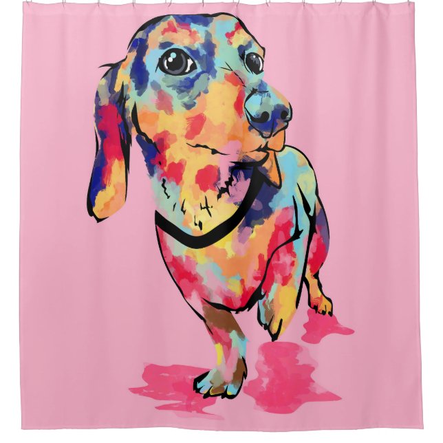 Rainbow Pup Shower Curtain (Front)