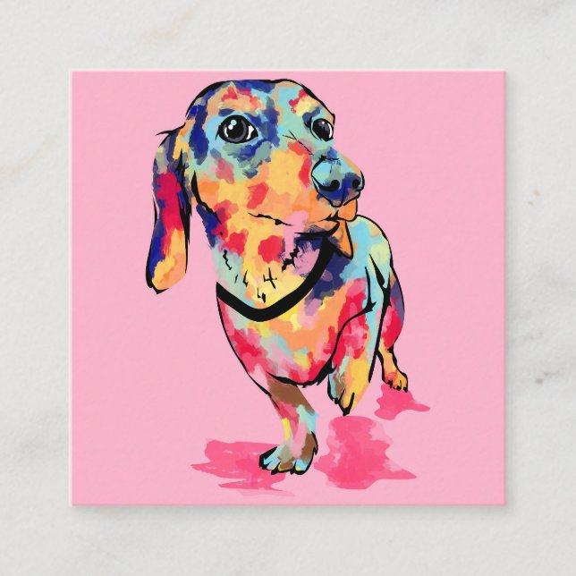 Rainbow Pup Square Business Card (Front)