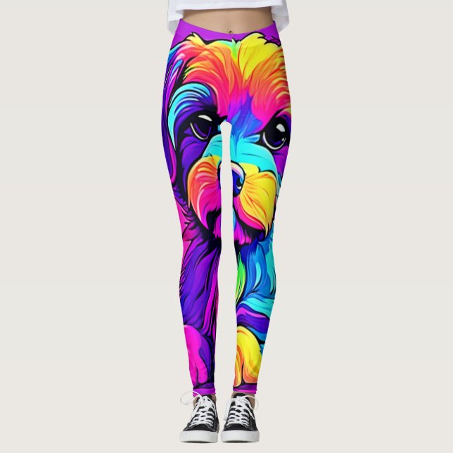 Rainbow Puppy Artwork Leggings (Front)