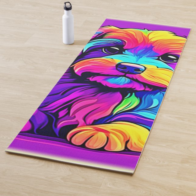 Rainbow Puppy Artwork Yoga Mat (In Situ)