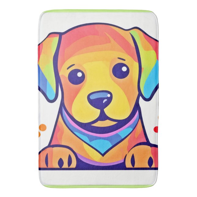 Rainbow Puppy Love Bath Mat (Front Vertical)
