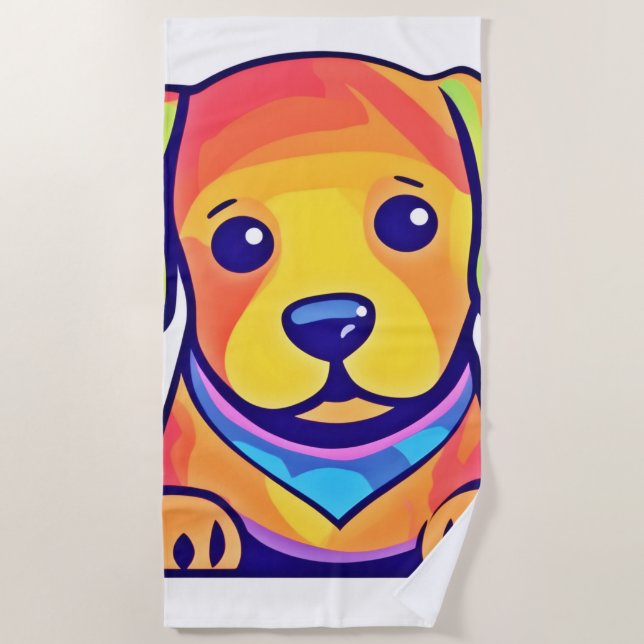 Rainbow Puppy Love Beach Towel (Front)