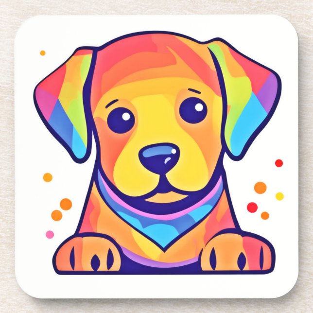 Rainbow Puppy Love Coaster (Front)