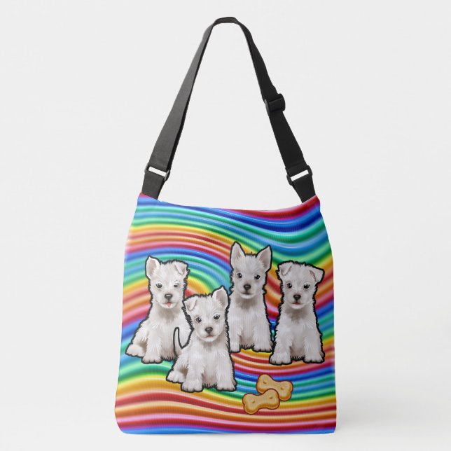 Rainbow pups large Tote Bag. (Front)