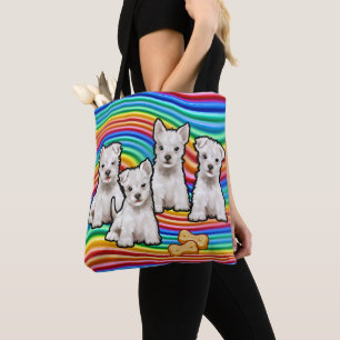 Rainbow pups medium Tote Bag. Bag