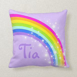 rainbow purple - girls name short pillow