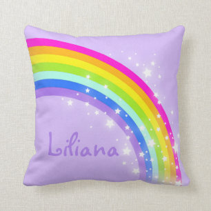 rainbow purple - girls "your name" pillow