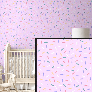 Rainbow Purple Green Yellow Sprinkles, Pale Pink Wallpaper