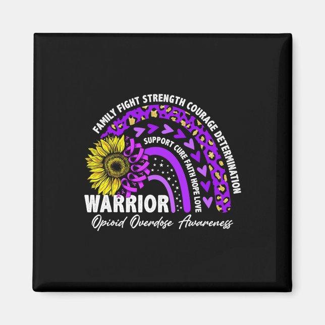 Rainbow Purple Ribbon Opioid Overdose Awareness  Magnet (Front)