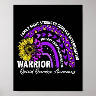 Rainbow Purple Ribbon Opioid Overdose Awareness Poster