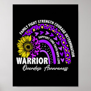 Rainbow Purple Ribbon Overdose Awareness Poster