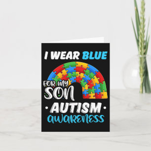 Rainbow Puzzle Autism I Wear Blue For Son Autism A Card