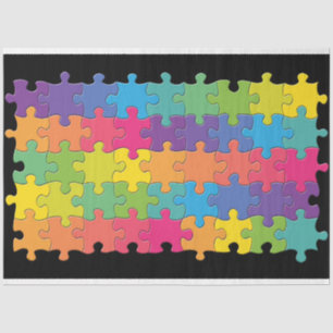 rainbow puzzle pieces tissue paper