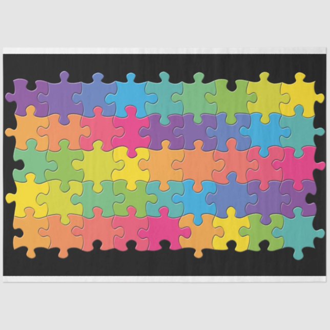rainbow puzzle pieces tissue paper (Front)