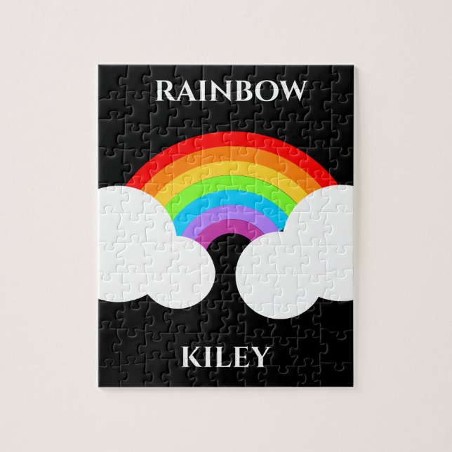 Rainbow puzzle with child's name. (Vertical)