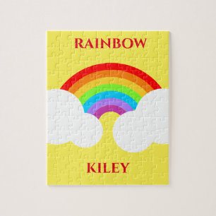 Rainbow puzzle with child's name.