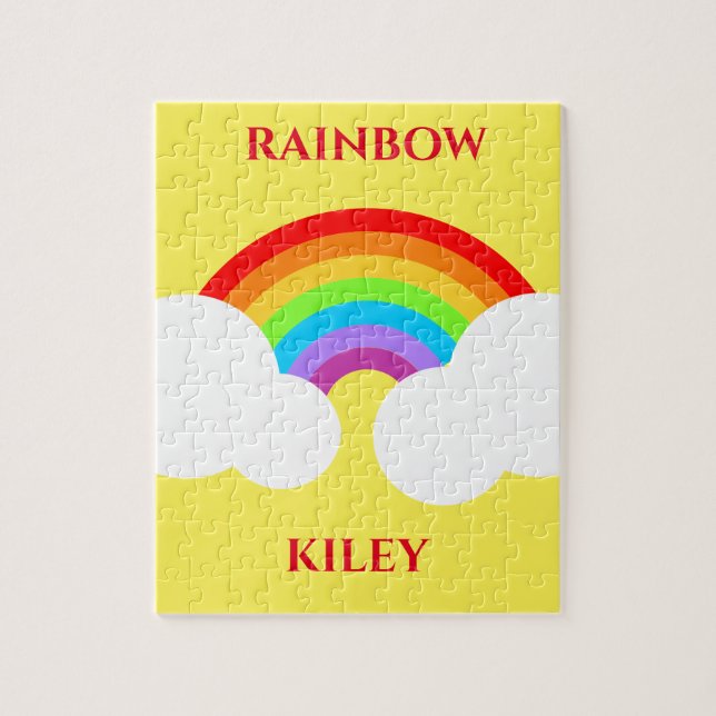 Rainbow puzzle with child's name. (Vertical)