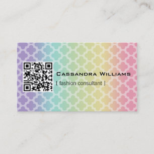 Rainbow Quatrefoil QR CODE Business Cards