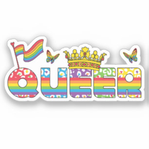 Rainbow Queer Crown with Flag and Butterflies