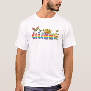 Rainbow Queer Crown with Flag and Butterflies T-Shirt