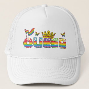 Rainbow Queer Crown with Flag and Butterflies Trucker Hat
