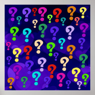 Rainbow Question Marks Poster