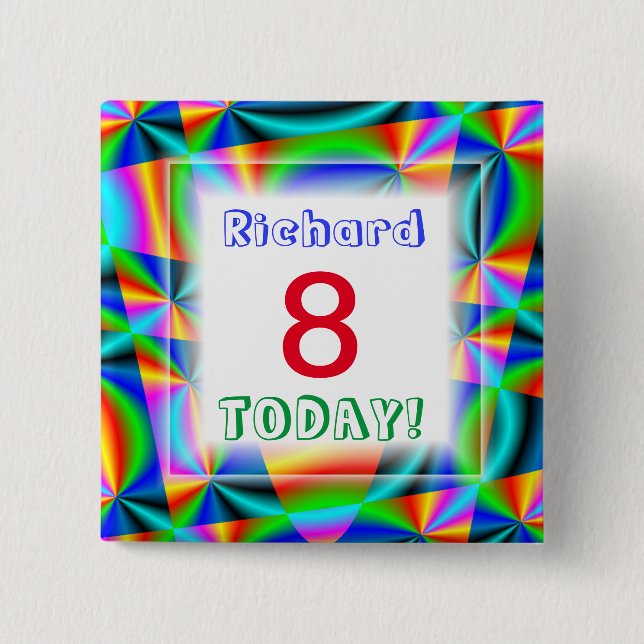 Rainbow Quilt Customisable Age 15 Cm Square Badge (Front)