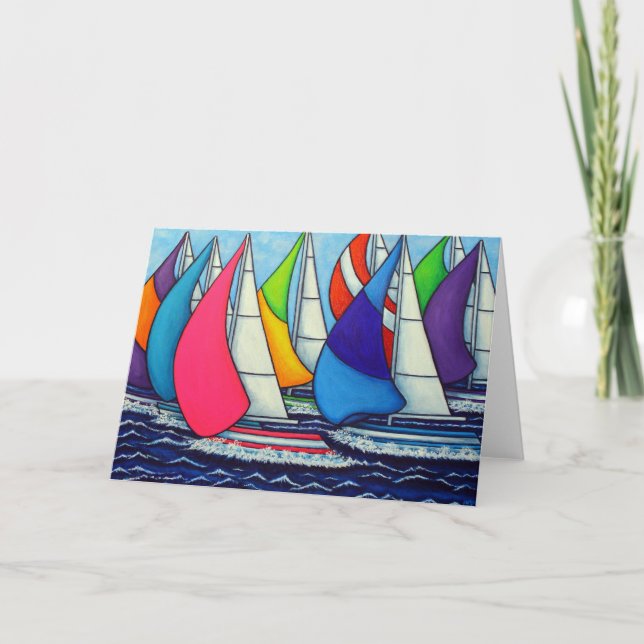 Rainbow Racing Regatta Card by Lisa Lorenz (Front)