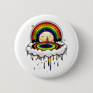 Rainbow Rain 6 Cm Round Badge