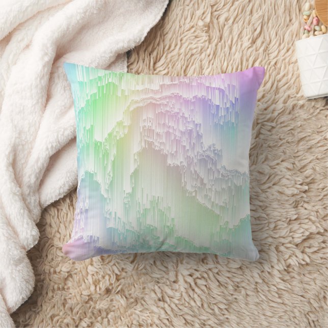 Rainbow Rain Glitch Cushion (Blanket)