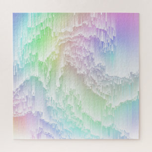 Rainbow Rain Glitch Jigsaw Puzzle