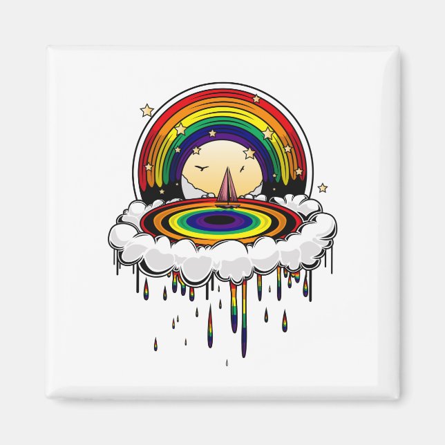 Rainbow Rain Magnet (Front)