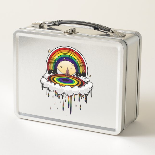 Rainbow Rain   Metal Lunch Box (Front)