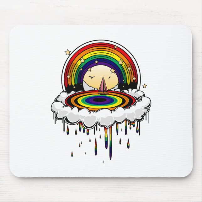 Rainbow Rain Mouse Mat (Front)